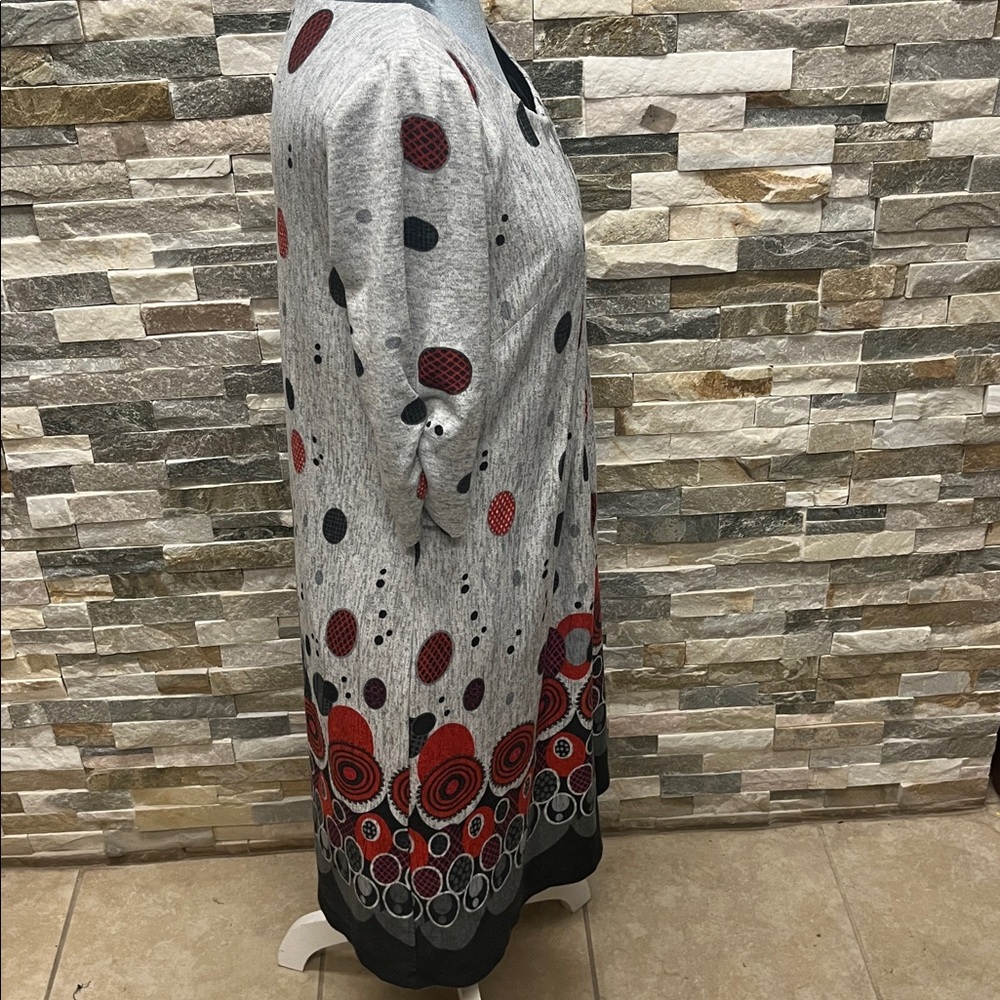 Perceptions Gray And Red Patterned Tunic Dress - image 6